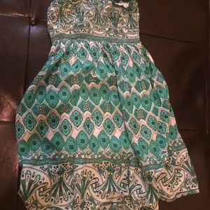 Tube topped floral pattern dress